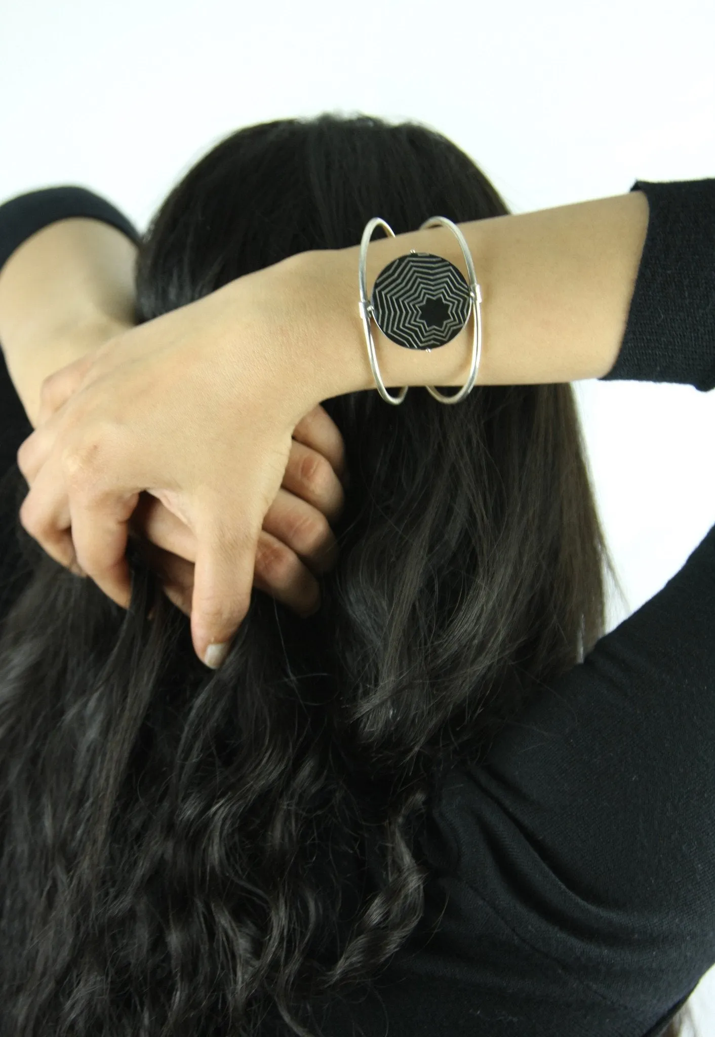 Conversation-starting round Bidri cuff