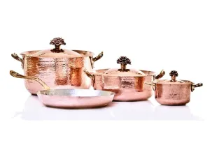 Copper Cookware Set of 7 Flower Lid