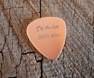 Copper guitar pick for the 7th anniversary or copper anniversary