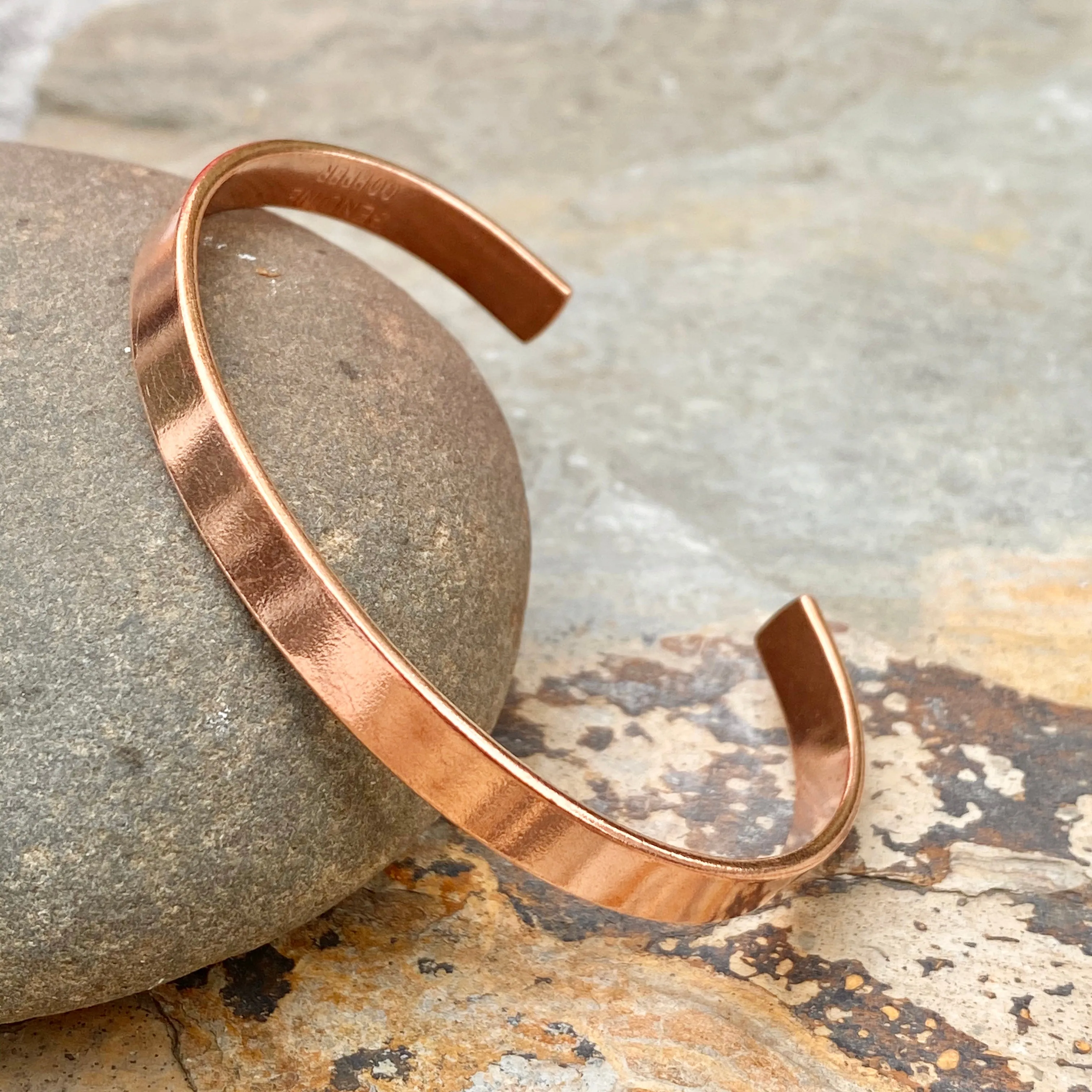 Copper Polished Smooth Cuff Bangle Bracelet 6.4mm