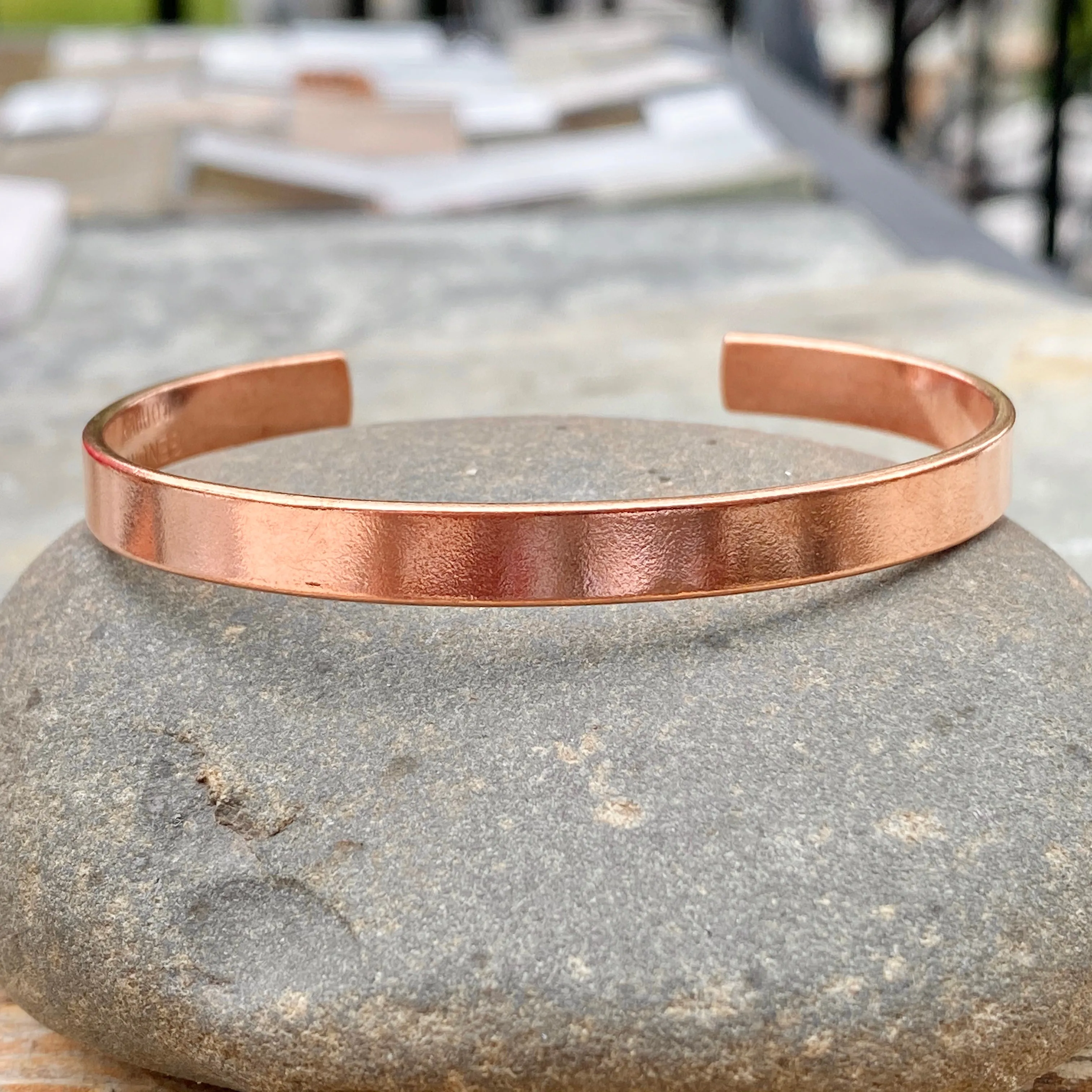 Copper Polished Smooth Cuff Bangle Bracelet 6.4mm