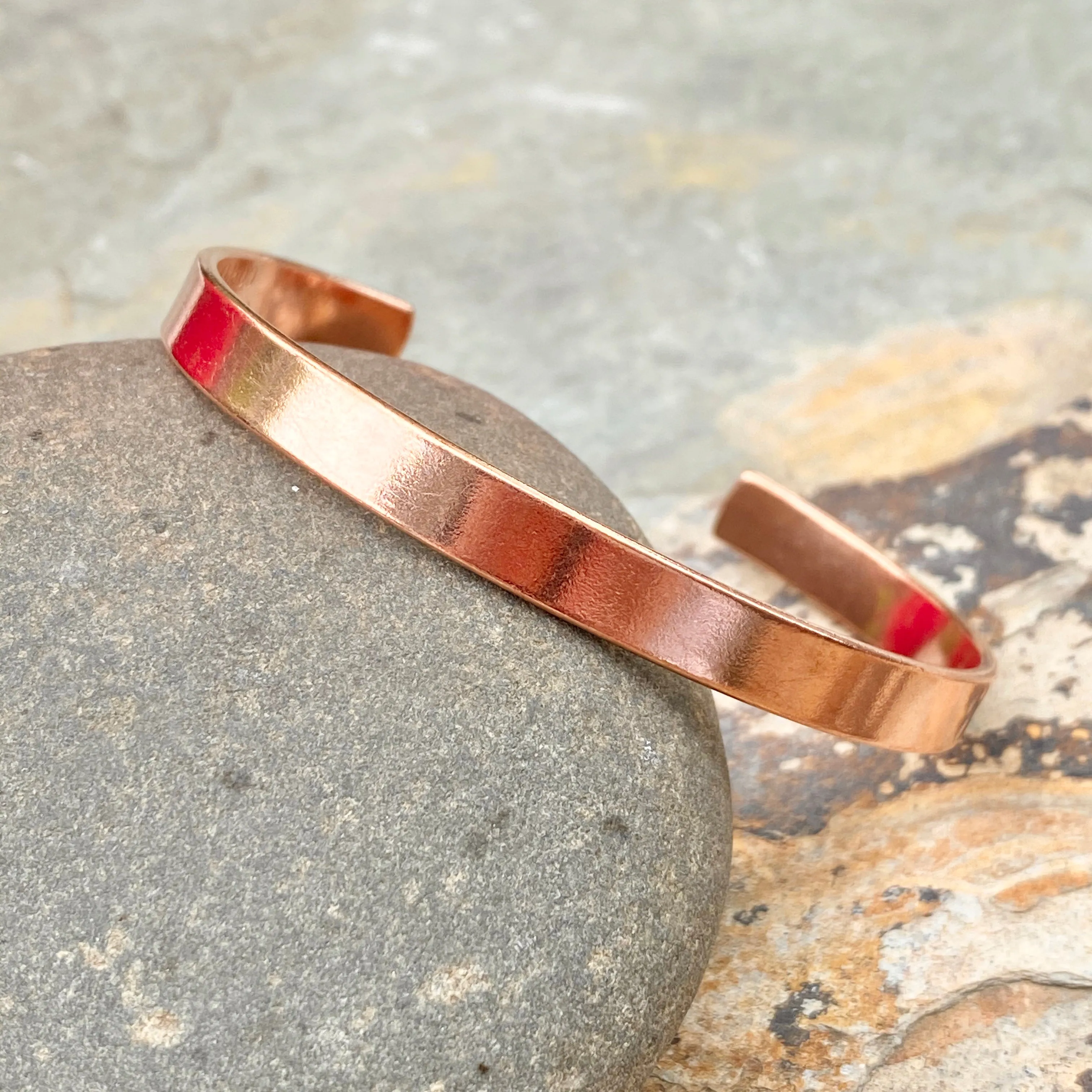 Copper Polished Smooth Cuff Bangle Bracelet 6.4mm