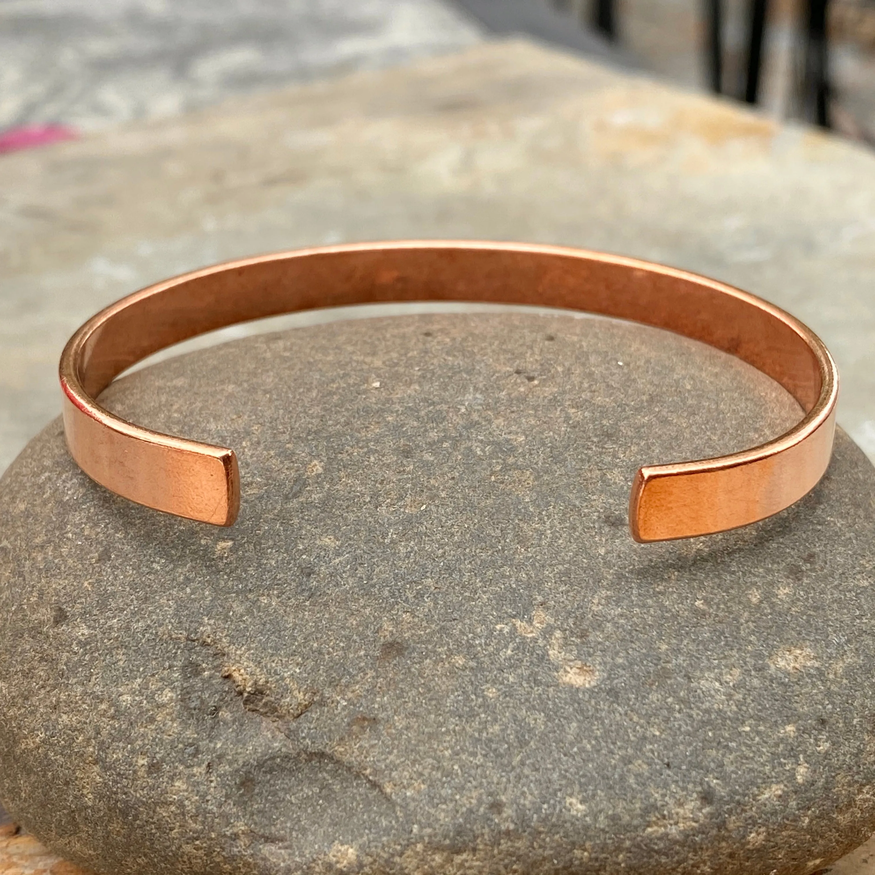 Copper Polished Smooth Cuff Bangle Bracelet 6.4mm