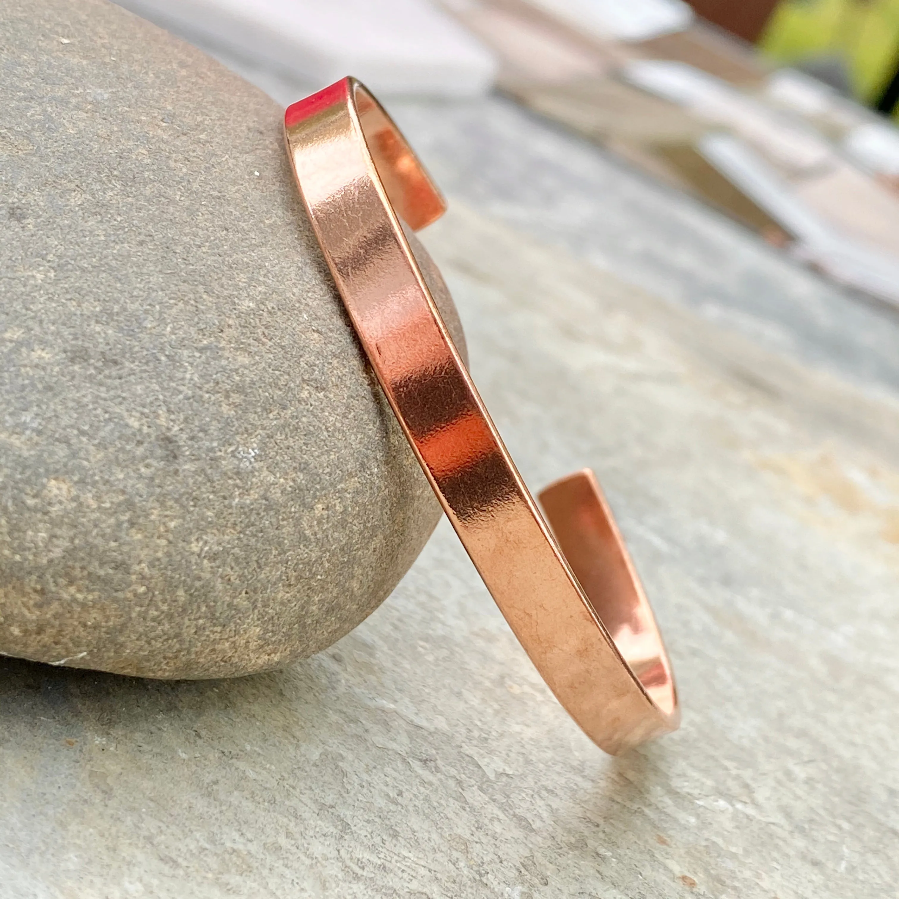 Copper Polished Smooth Cuff Bangle Bracelet 6.4mm