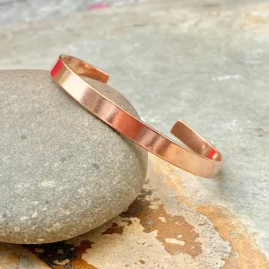 Copper Polished Smooth Cuff Bangle Bracelet 6.4mm