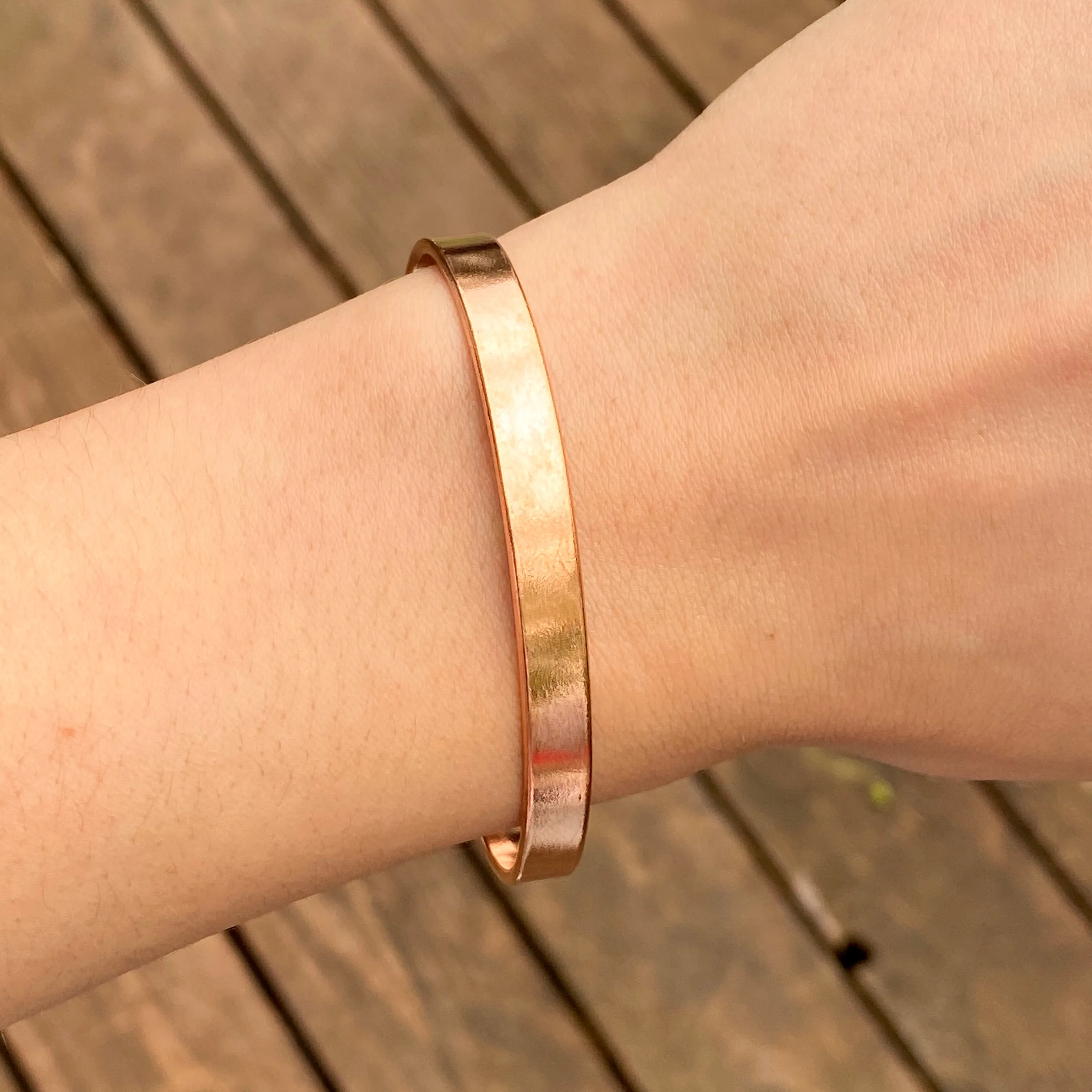 Copper Polished Smooth Cuff Bangle Bracelet 6.4mm