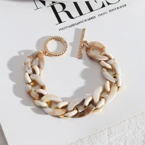 Cream Resin & 18K Gold-Plated Curb Chain Toggle Bracelet