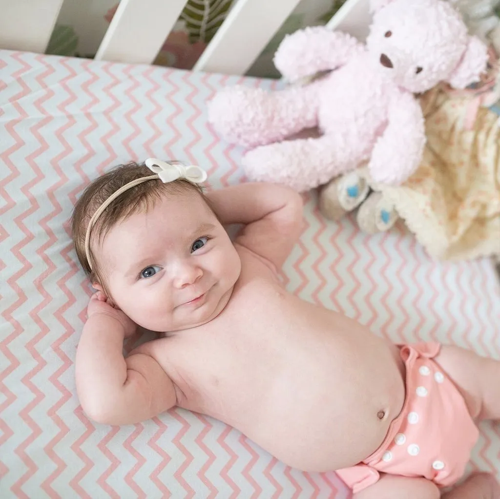 Crib Sheet Set I Pink Chevron and Polka Dots