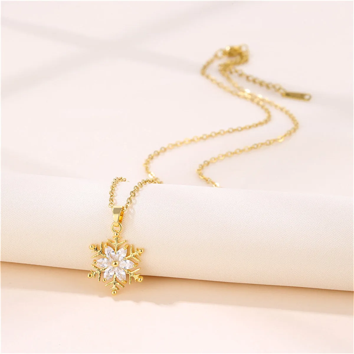 Crystal & 18K Gold-Plated Snowflake Pendant Necklace
