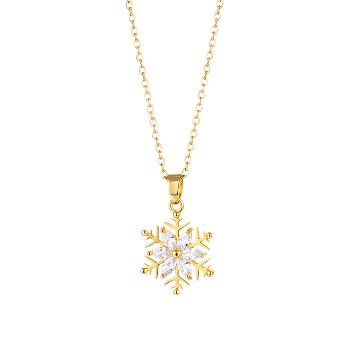 Crystal & 18K Gold-Plated Snowflake Pendant Necklace