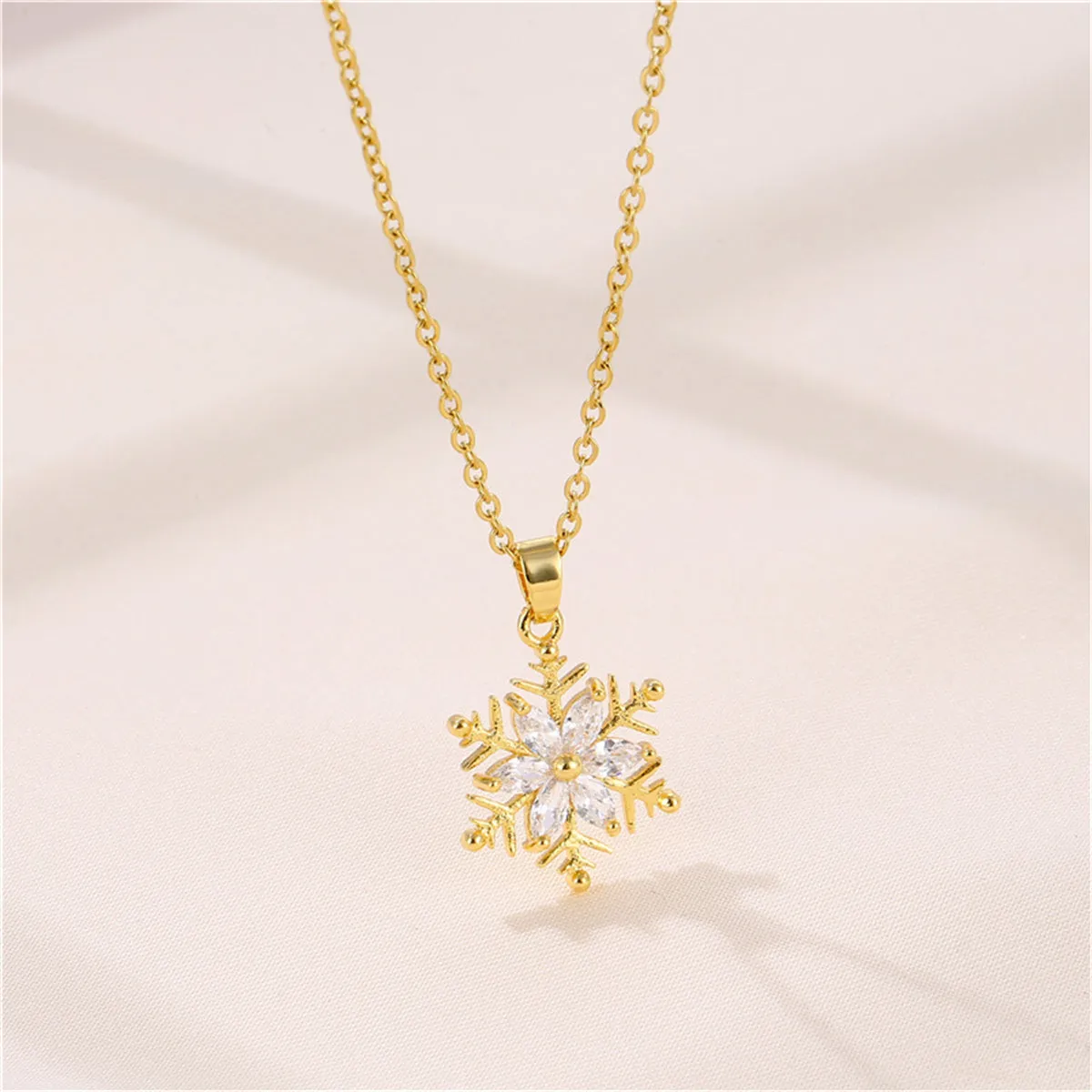 Crystal & 18K Gold-Plated Snowflake Pendant Necklace
