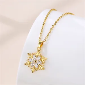 Crystal & 18K Gold-Plated Snowflake Pendant Necklace