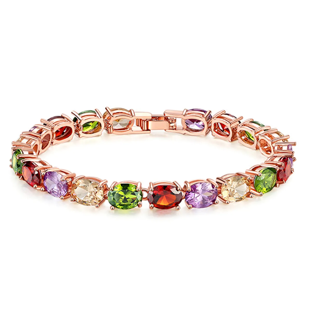 Crystal & 18K Rose Gold-Plated Oval-Cut Station Bracelet