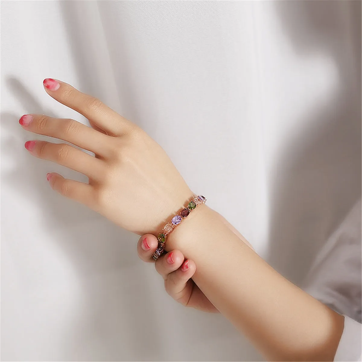 Crystal & 18K Rose Gold-Plated Oval-Cut Station Bracelet