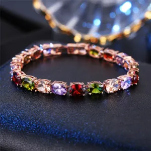 Crystal & 18K Rose Gold-Plated Oval-Cut Station Bracelet