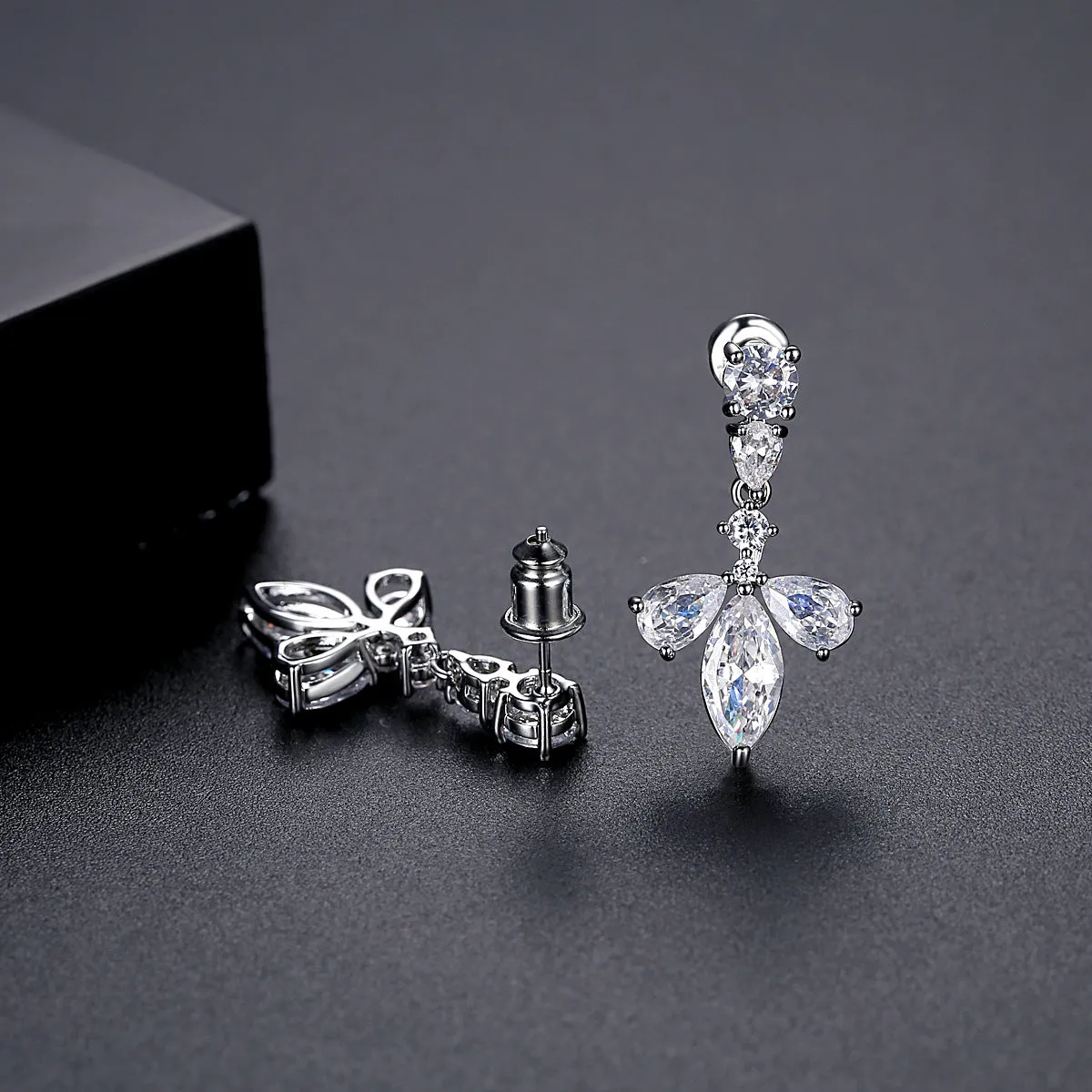 Crystal & Cubic Zirconia Leaf Drop Earrings