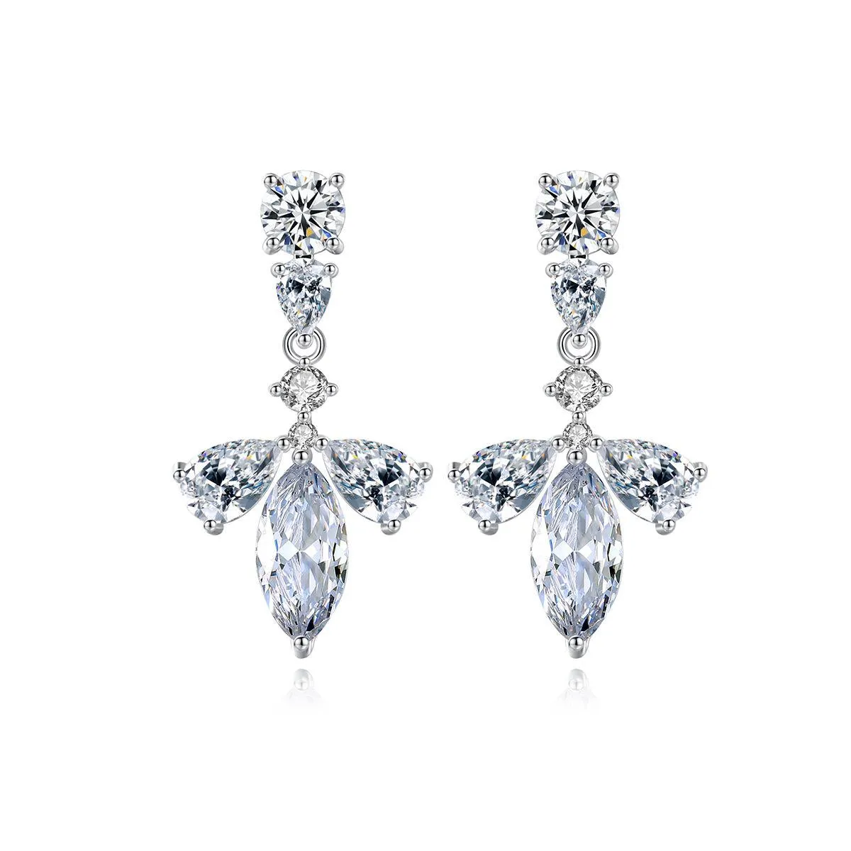 Crystal & Cubic Zirconia Leaf Drop Earrings