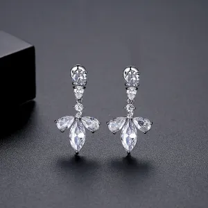 Crystal & Cubic Zirconia Leaf Drop Earrings