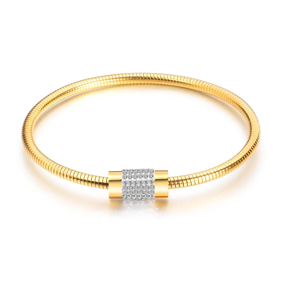 Cubic Zirconia & 18K Gold-Plated Coil Bracelet
