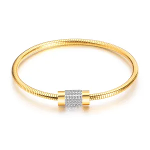 Cubic Zirconia & 18K Gold-Plated Coil Bracelet