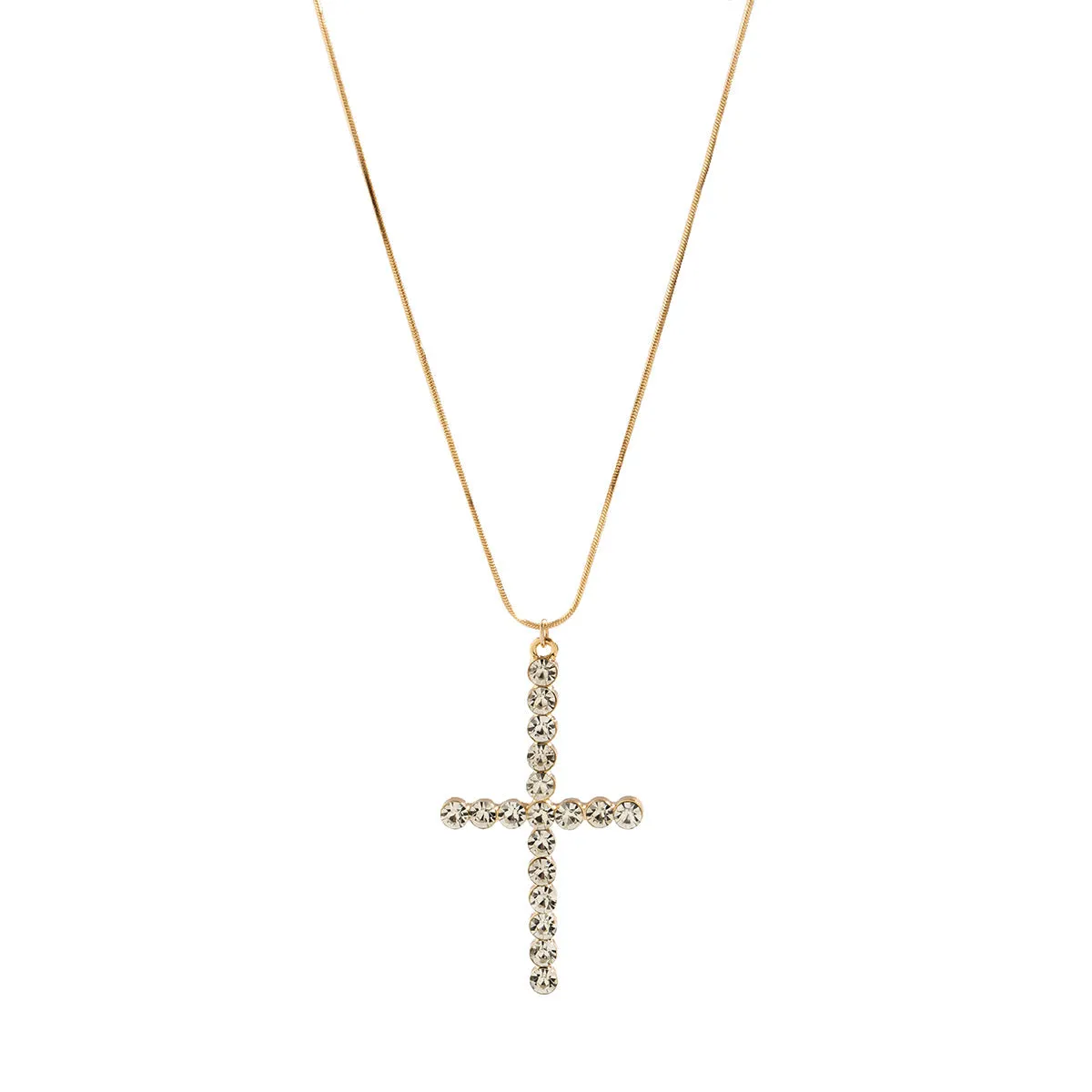 Cubic Zirconia & 18K Gold-Plated Cross Pendant Necklace