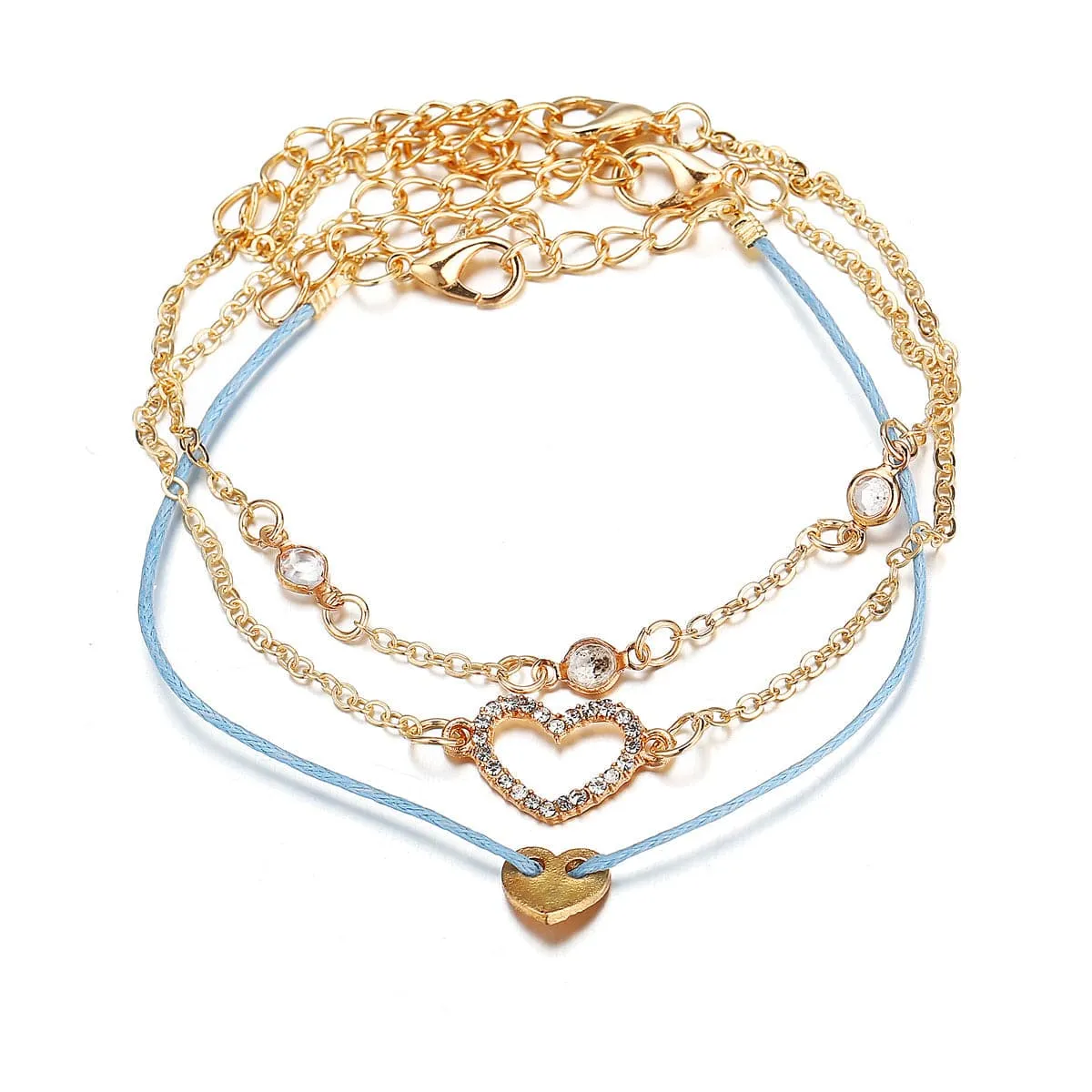 Cubic Zirconia & 18K Gold-Plated Heart Bracelet Set