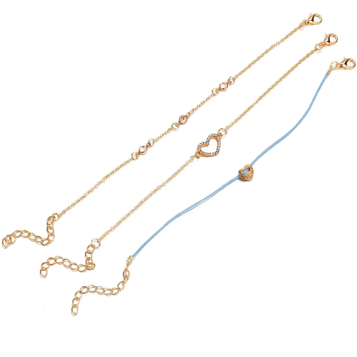 Cubic Zirconia & 18K Gold-Plated Heart Bracelet Set
