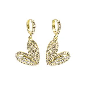 Cubic Zirconia & 18K Gold-Plated Heart Huggie Earrings