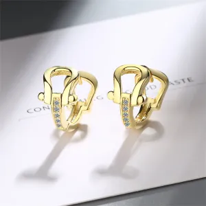 Cubic Zirconia & 18K Gold-Plated Vachette Clasp Huggie Earrings