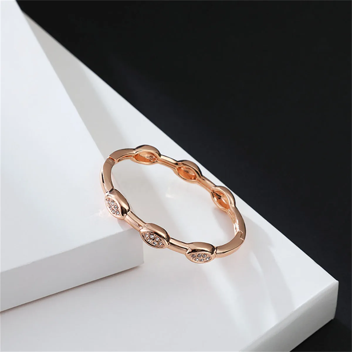 Cubic Zirconia & 18K Rose Gold-Plated Pear Bangle