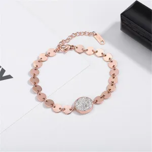 Cubic Zirconia & 18K Rose Gold-Plated Sequin Charm Bracelet