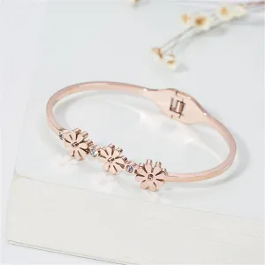 Cubic Zirconia & 18K Rose Gold-Plated Triple Mum Hinge Bangle