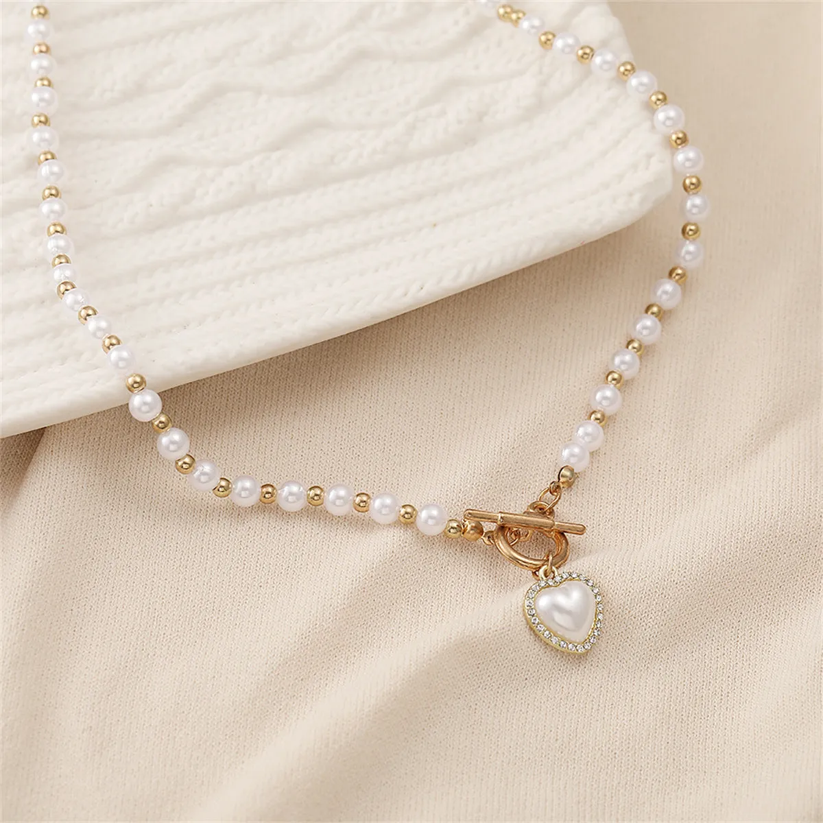 Cubic Zirconia & Pearl 18K Gold-Plate Heart Pendant Necklace