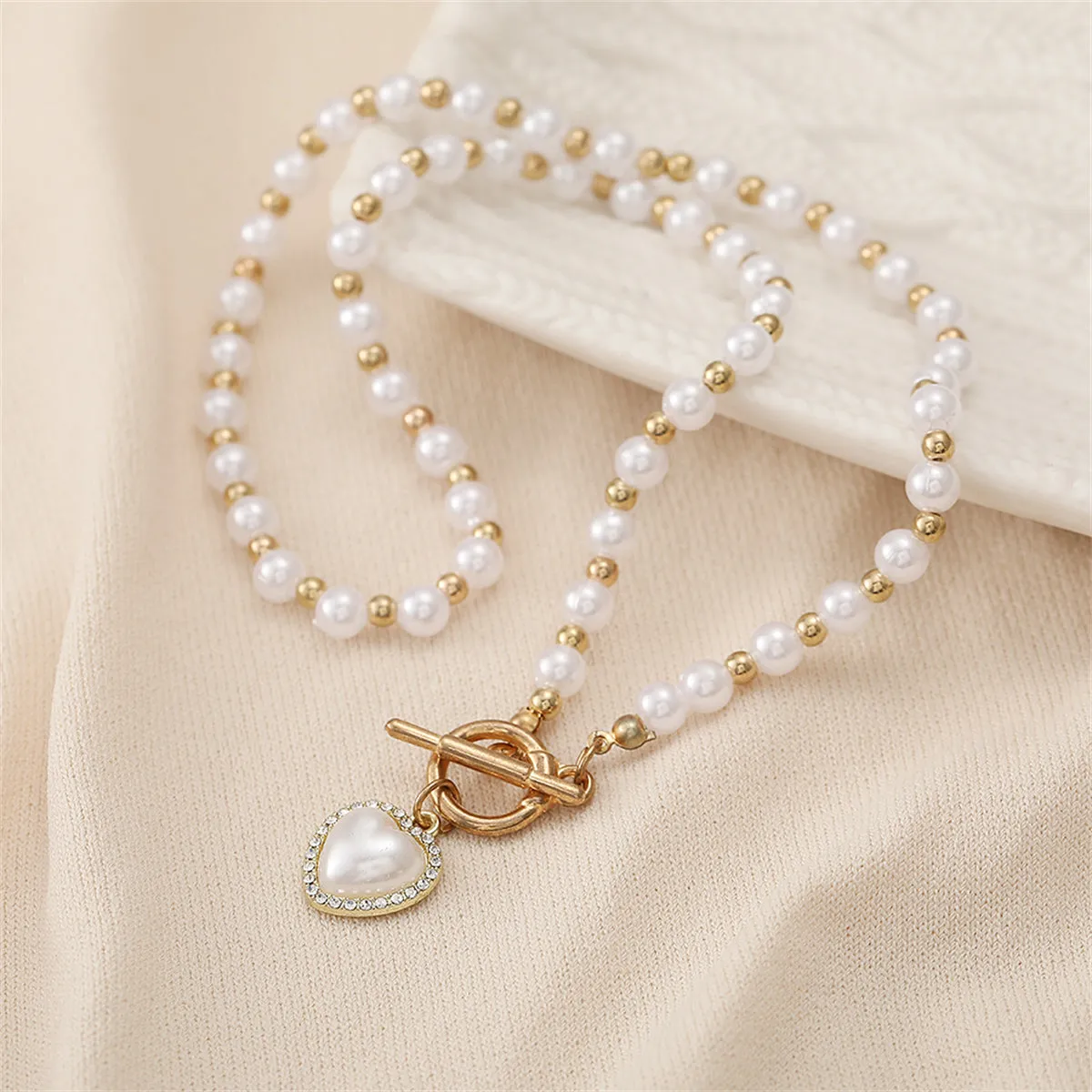 Cubic Zirconia & Pearl 18K Gold-Plate Heart Pendant Necklace