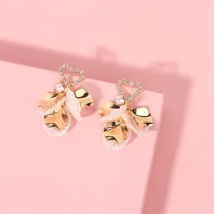 Cubic Zirconia & Shell Heart Botany Drop Earrings