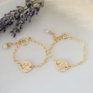 Custom Baby Initial Disc Bracelet - Sterling, Gold, or Rose Gold