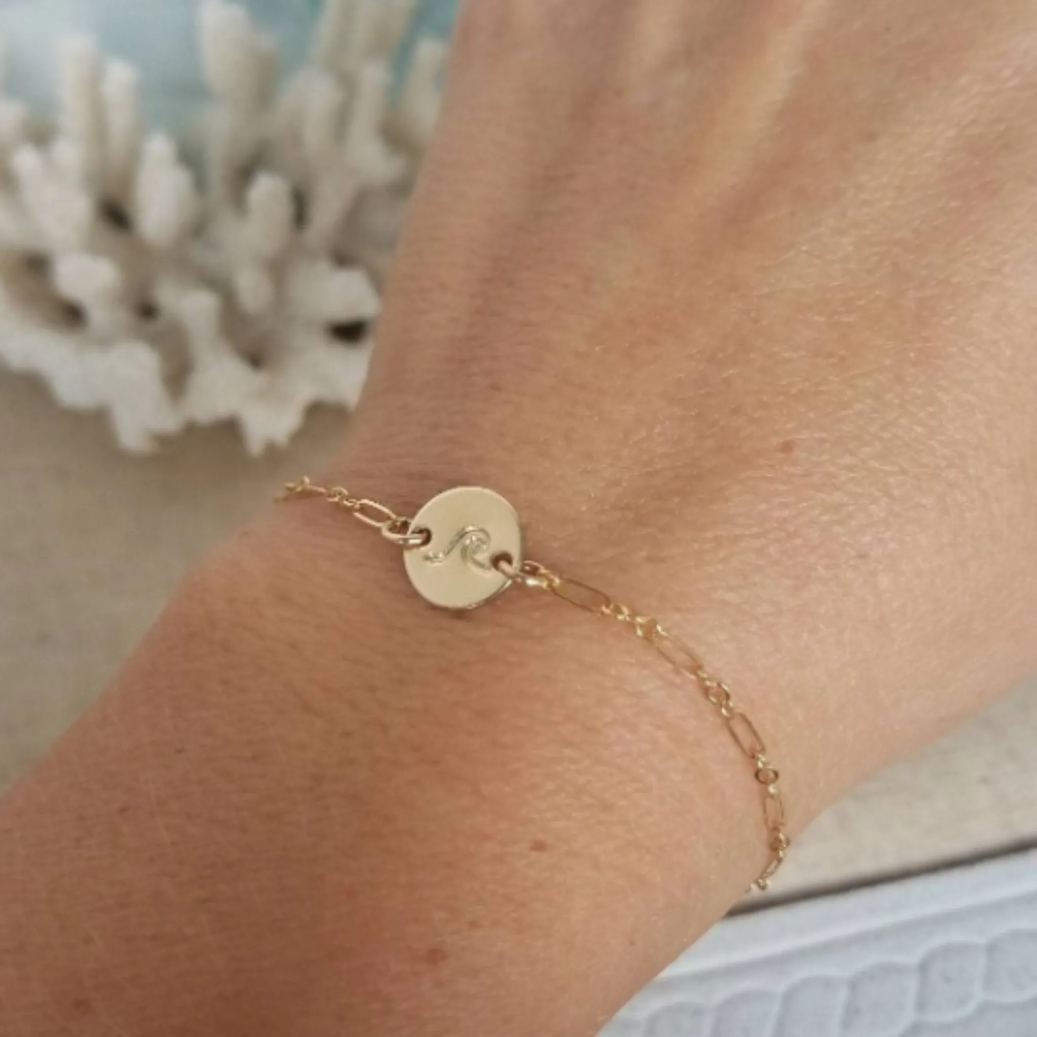 Custom Wave Disc Bracelet - Sterling, Gold, or Rose Gold