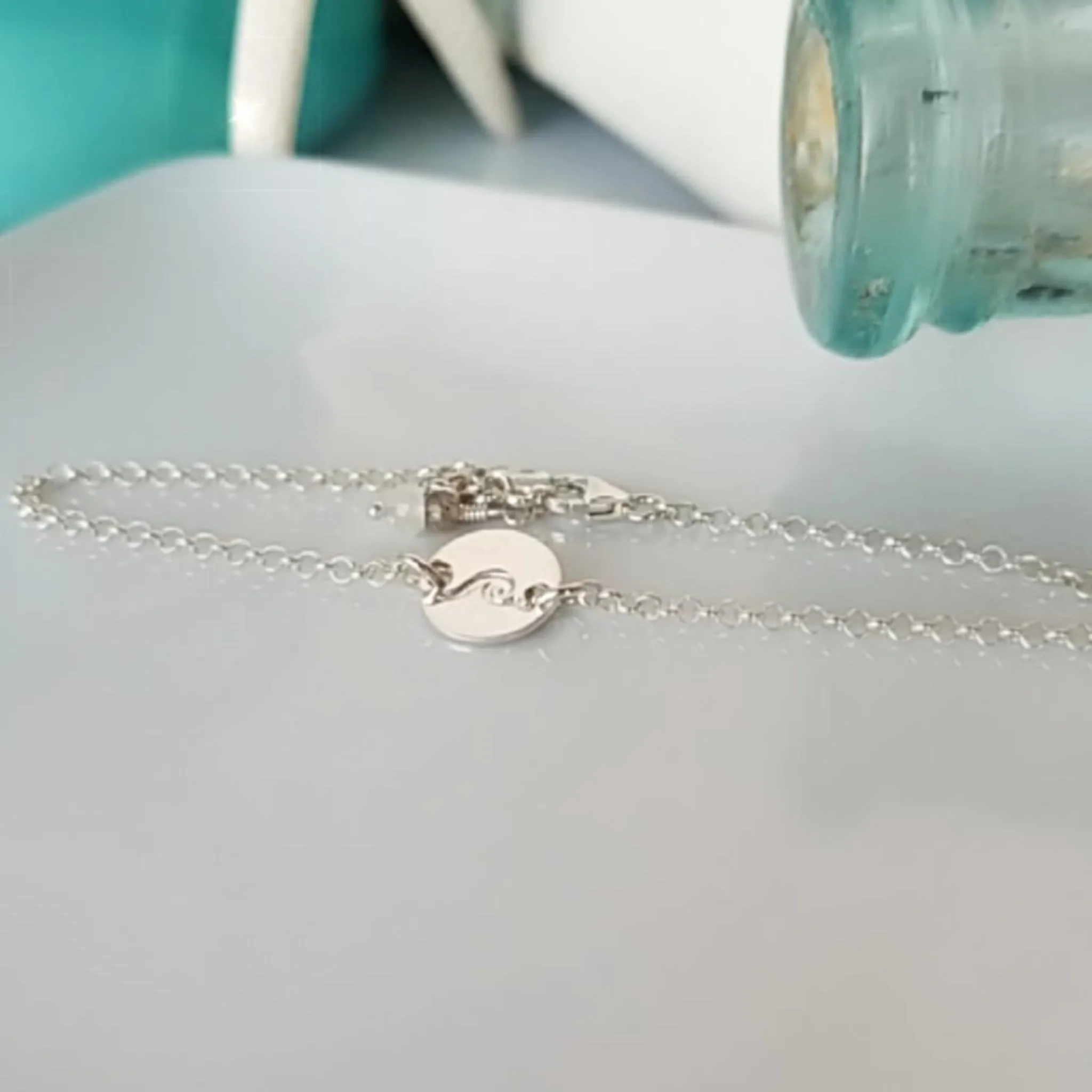 Custom Wave Disc Bracelet - Sterling, Gold, or Rose Gold