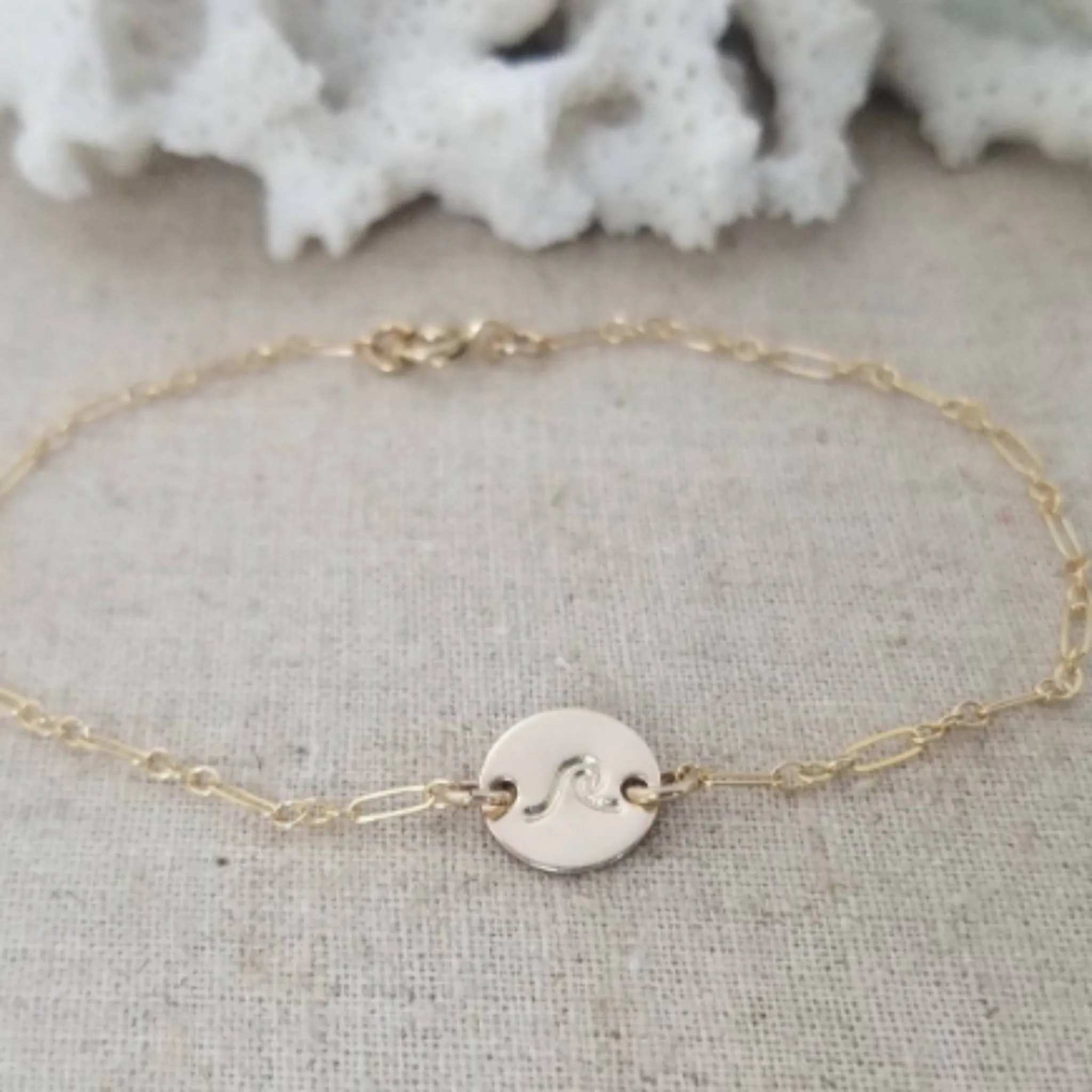 Custom Wave Disc Bracelet - Sterling, Gold, or Rose Gold