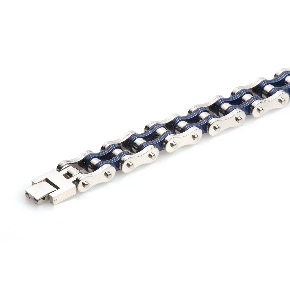 Cycolinks Silver & Blue Bike Chain Bracelet