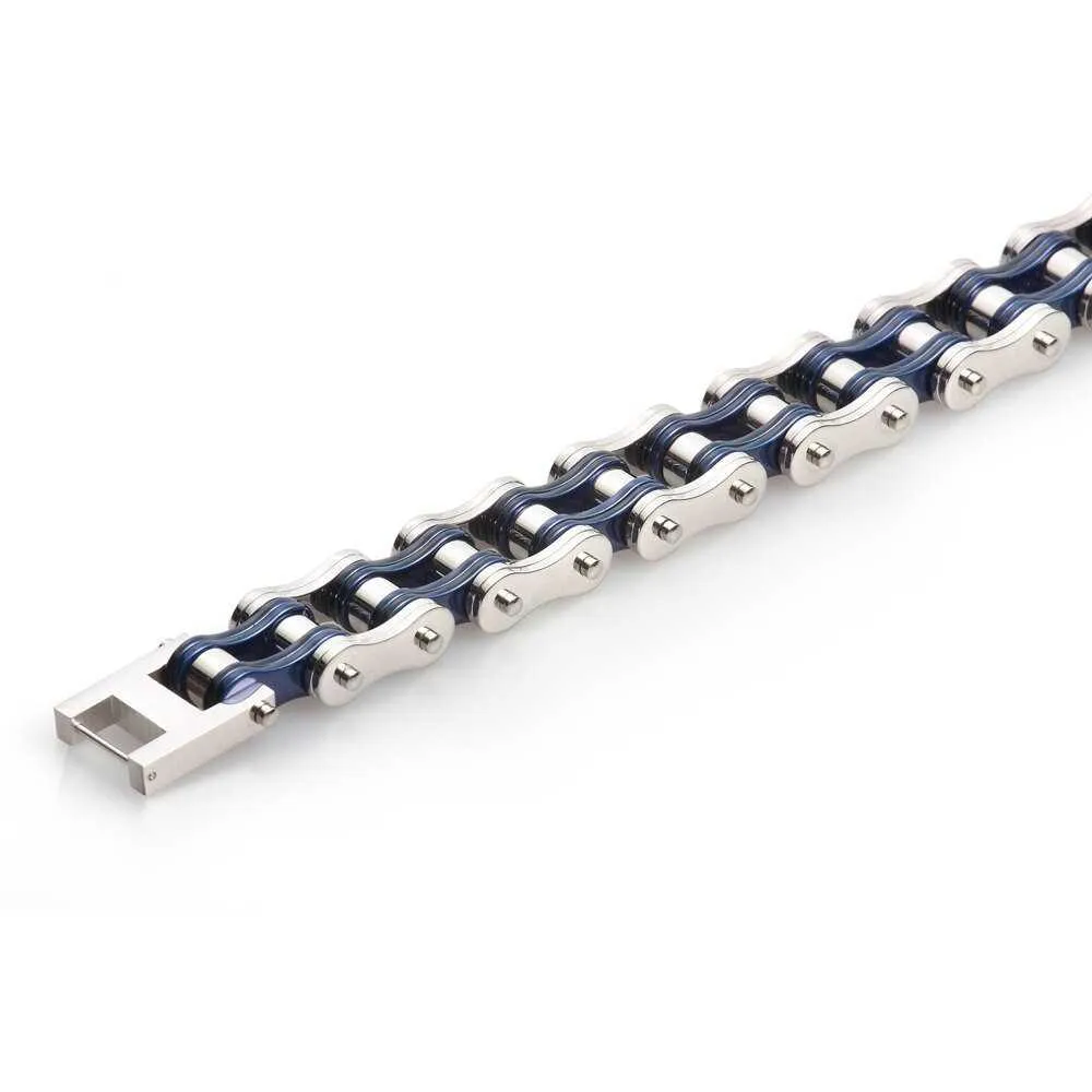 Cycolinks Silver & Blue Bike Chain Bracelet