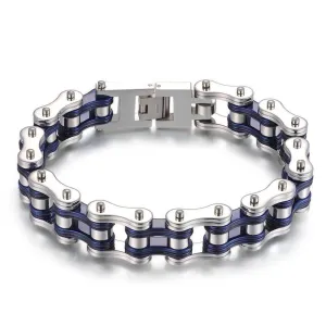 Cycolinks Silver & Blue Bike Chain Bracelet