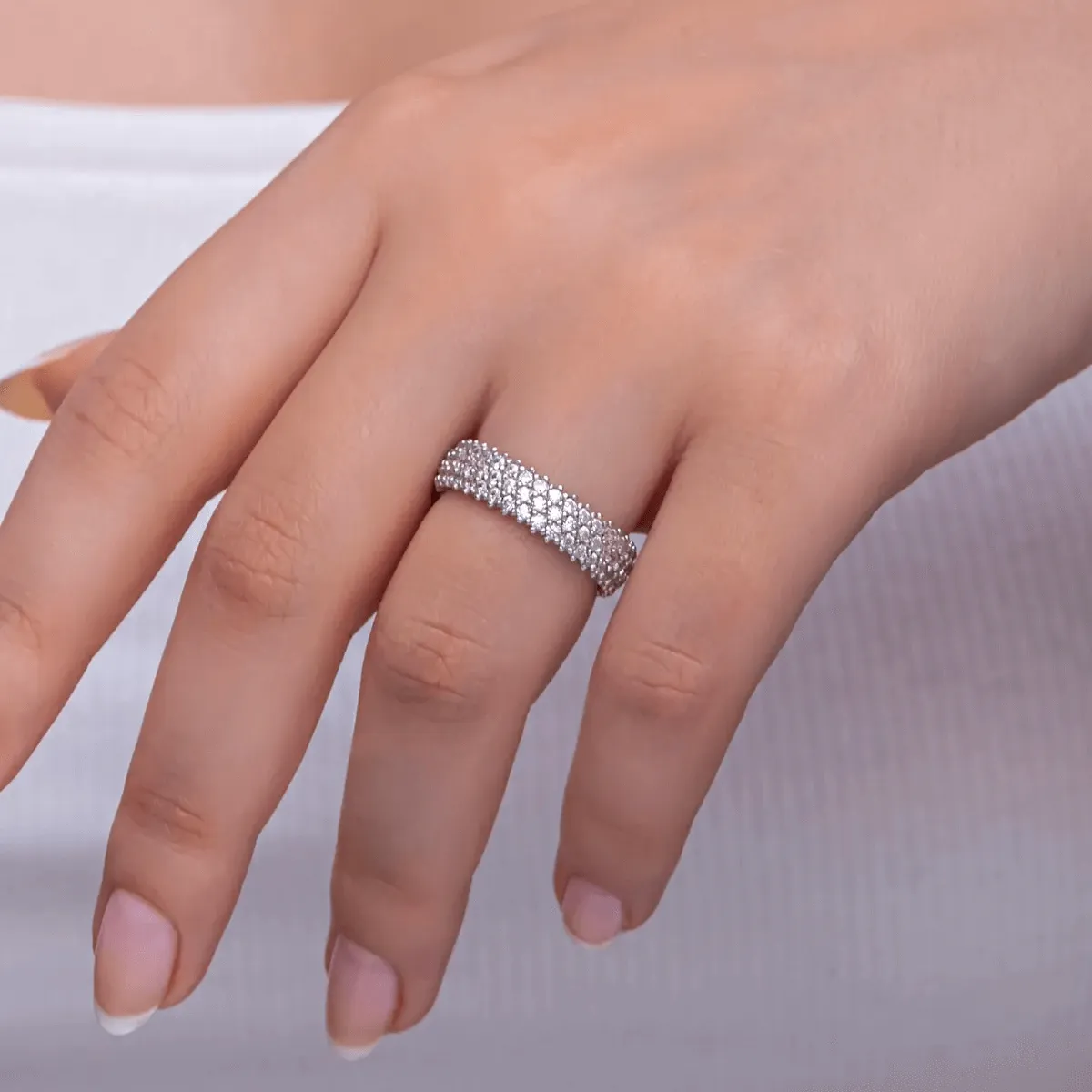 CZ Eternity Band Ring Sterling Silver Classic Jewelry