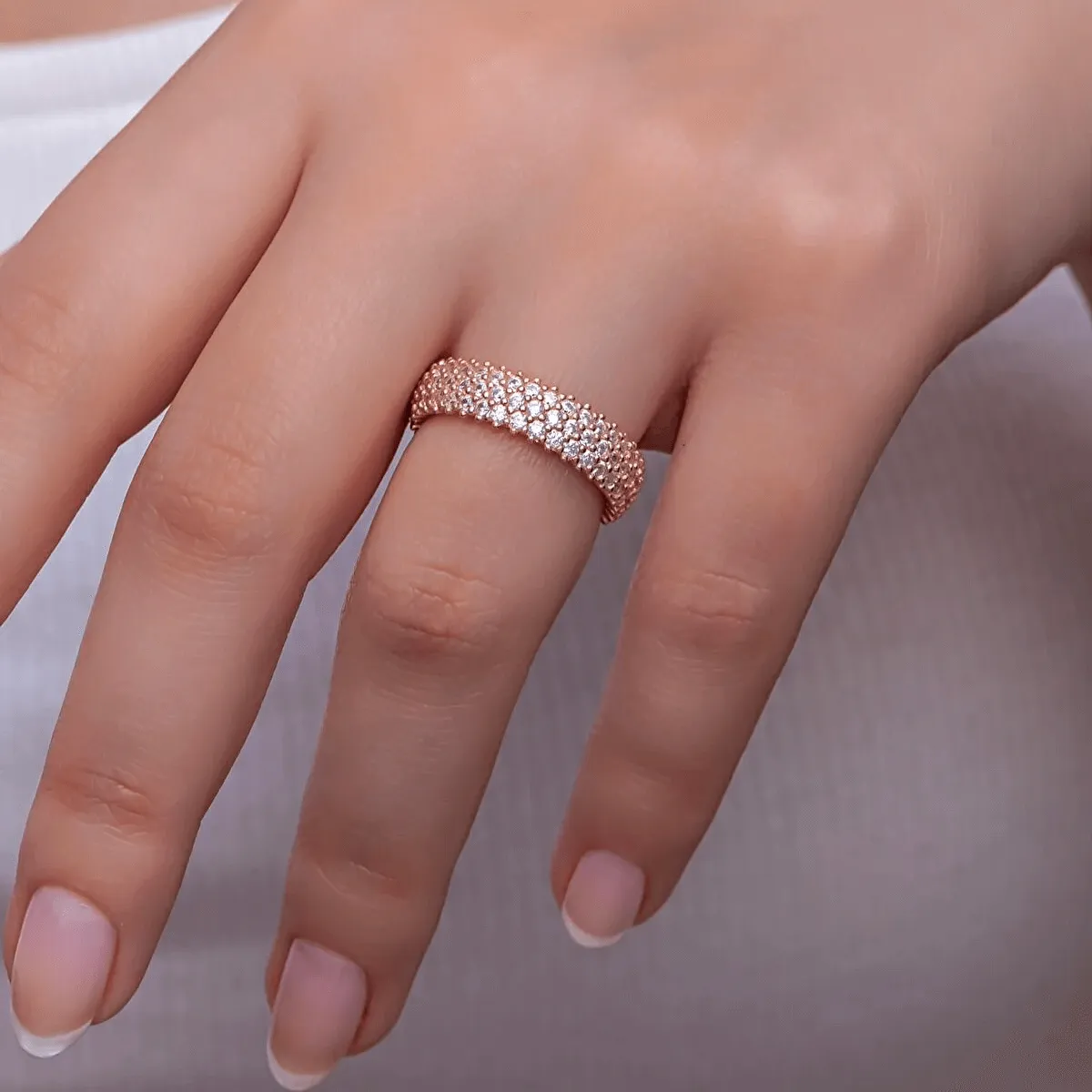 CZ Eternity Band Ring Sterling Silver Classic Jewelry