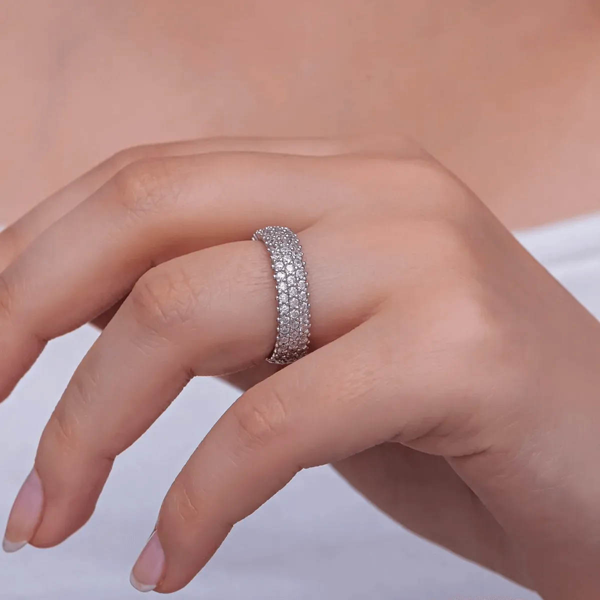 CZ Eternity Band Ring Sterling Silver Classic Jewelry
