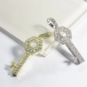 CZ Key Charm Pendant - Gold or Silver
