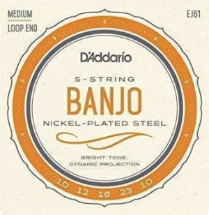 D'Addario EJ61 Nickel Wound 5-String Banjo Strings - .010-.023 Medium Gauge
