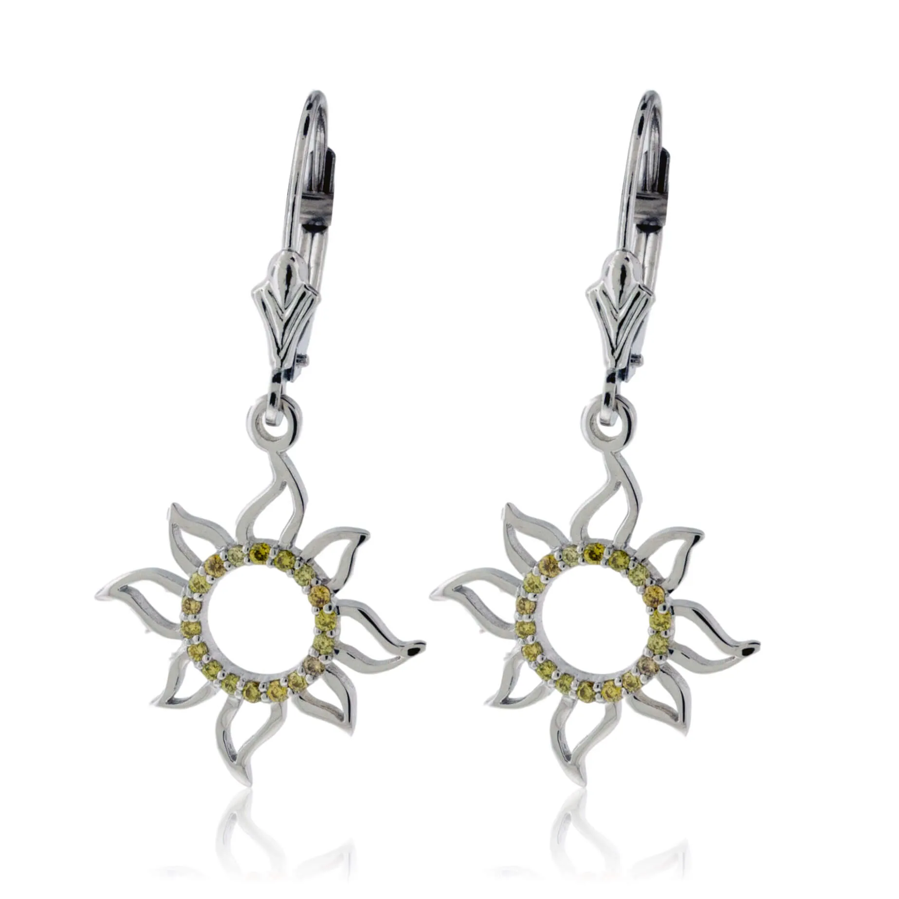 Dangle Sun Outline Diamond Earrings