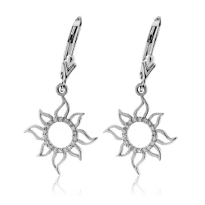 Dangle Sun Outline Diamond Earrings