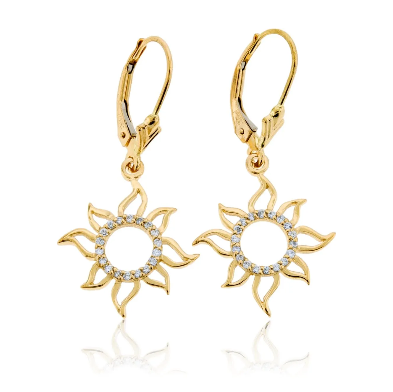 Dangle Sun Outline Diamond Earrings